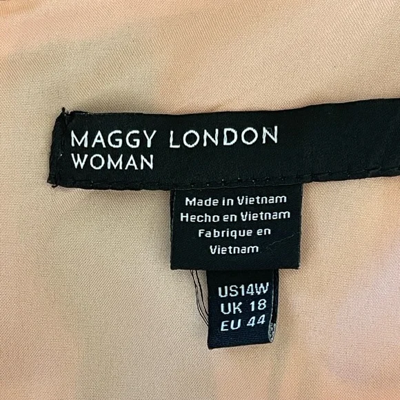 Maggy London Floral Asymmetric Hem Short Flutter Sleeve Midi Dress NWT Size 14W - Picture 7 of 9